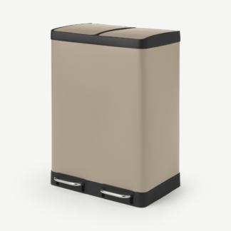An Image of Colter Soft Close Double Recycling Pedal Bin, 2 x 30L, Sand