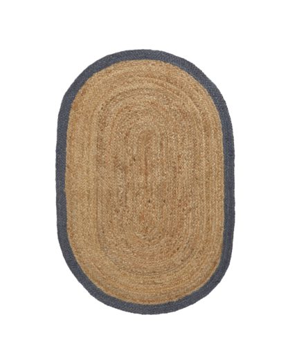 An Image of Habitat Braided Pill Shaped Flatweave Rug Natural - 80x120cm