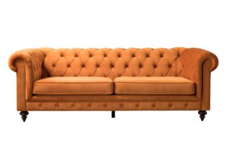 An Image of Monty Three Seat Sofa - Pumpkin