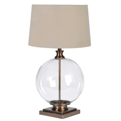 An Image of Glass Ball Table Lamp, Antique Brass