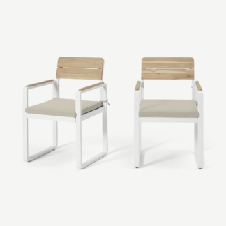 An Image of Topa Garden Set of 2 Dining Chairs, Acacia Wood & White