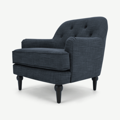 An Image of Flynn Armchair, Atlantic Blue Linen Mix