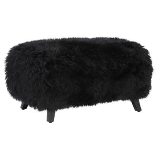 An Image of Timothy Oulton Cabana Yeti Footstool, Black Yeti and Black Clay