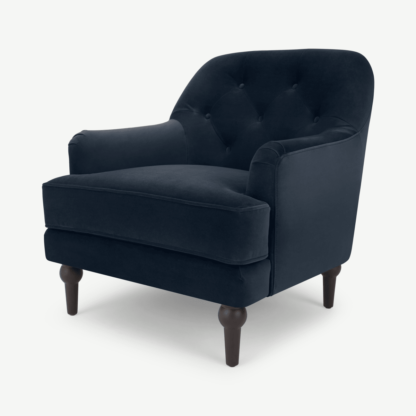 An Image of Flynn Armchair, Sapphire Blue Velvet