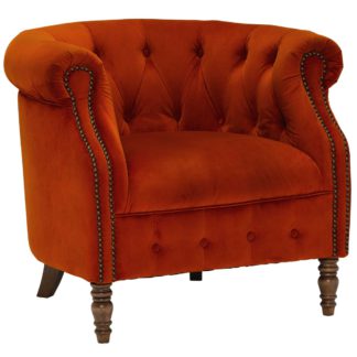 An Image of Ollena Velvet Chair, Plush Marmalade