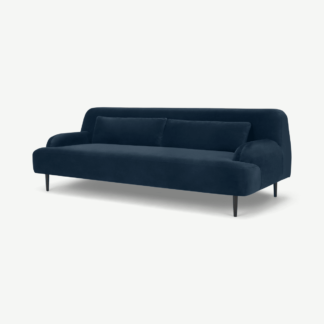 An Image of Giselle 3 Seater Sofa, Sapphire Blue Velvet