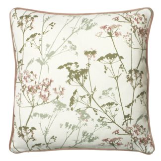 An Image of Gypsophila Print Cushion - 43x43cm - Olive