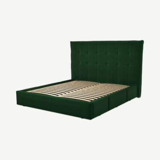 An Image of Lamas Super King Size Bed with Storage Drawers, Bottle Green Velevt