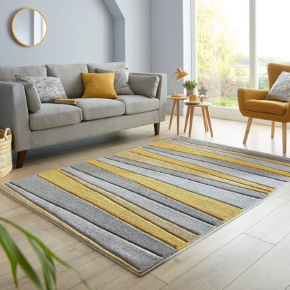 An Image of Pico Stripe Rug Red and Brown