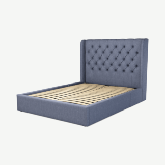 An Image of Romare King Size Bed with Storage Drawers, Denim Cotton