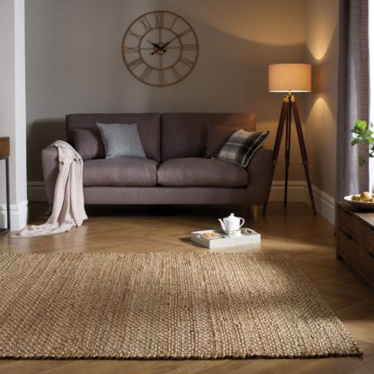 An Image of Chunky Jute Woven Rug Brown