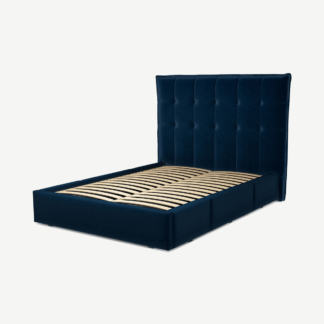 An Image of Lamas Double Bed with Storage Drawers, Regal Blue Velvet