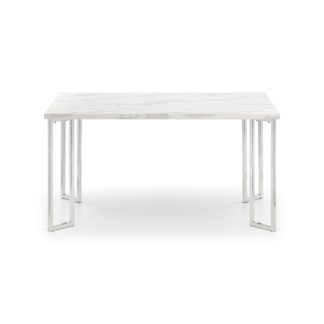 An Image of Positano Marble & Chrome Dining Table Silver