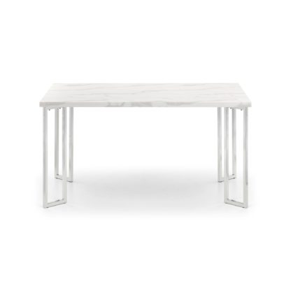 An Image of Positano Marble & Chrome Dining Table Silver