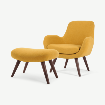 An Image of Moby Accent Armchair and Footstool, Yolk Yellow