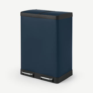 An Image of Colter Soft Close Double Recycling Pedal Bin, 2 x 30L, Midnight Navy