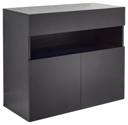 An Image of Galicia 3 Door Wall Mounted LED Sideboard - Black