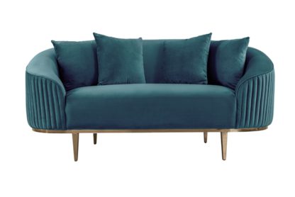 An Image of Ella Two Seat Sofa - Peacock- Brass Base