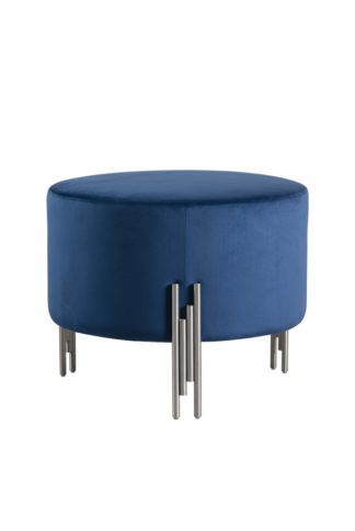 An Image of Rubell Large Stool Navy Silver base
