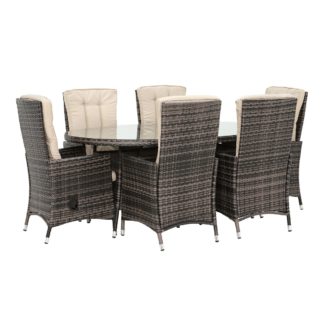 An Image of Whitstable 6 Seat Oval Garden Set with Recliner Chairs in Brown Weave