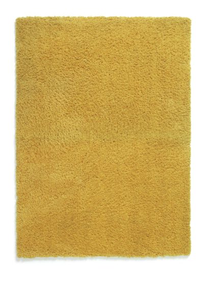 An Image of Habitat Recycled Cosy Plain Shaggy Rug - 80x150cm - Mustard