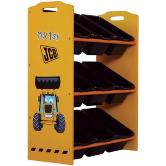 An Image of JCB Yellow Children's Digger 9 Bin Storage Unit