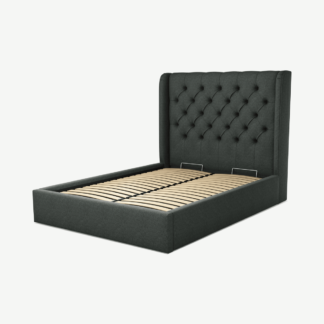 An Image of Romare Double Ottoman Storage Bed, Etna Grey Wool