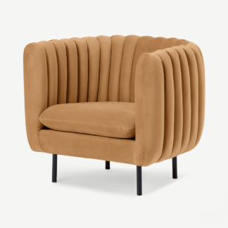 An Image of Helma Accent Armchair, Papaya Velvet