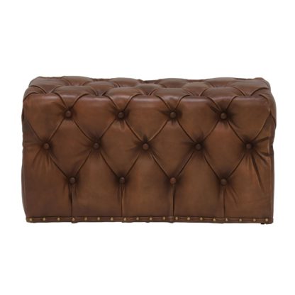 An Image of Timothy Oulton Lord Digsby Small Rectangle Leather Footstool