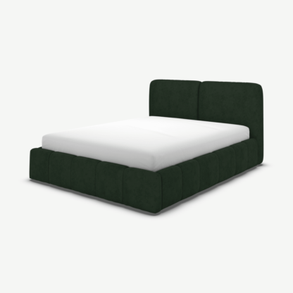 An Image of Maxmo Super King Size Bed with Storage Drawers, Bottle Green Velvet