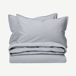 An Image of Alexia Stonewashed Cotton Duvet Cover + 2 Pillowcases, King, Light Grey