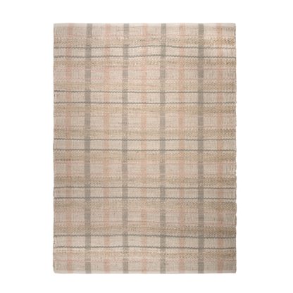 An Image of Evelyn Jute Mix Woven Rug Pink, Grey and Beige