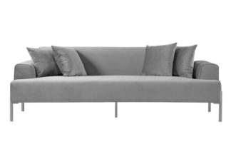 An Image of Duke Three Seat Sofa - Dove Grey - Silver finish Legs