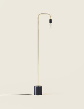 An Image of M&S Exposed Bulb Curved Floor Lamp