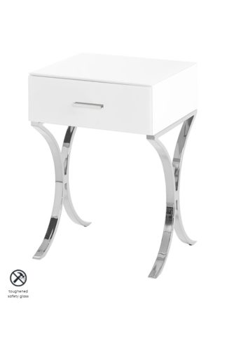 An Image of Aurelia White Glass Bedside Table