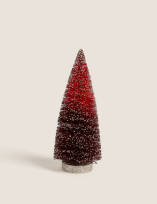 An Image of M&S Large Red Glitter Tree Room Decoration, Red