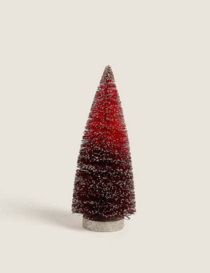 An Image of M&S Large Red Glitter Tree Room Decoration, Red