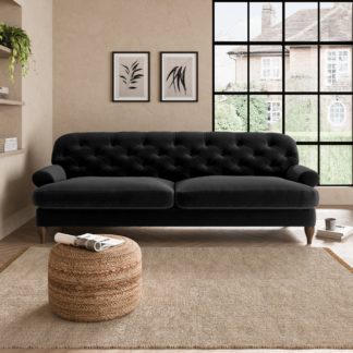 An Image of Canterbury Luxury Velvet 4 Seater Sofa Luxury Velvet Black
