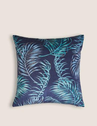 An Image of M&S Velvet Palm Print Cushion