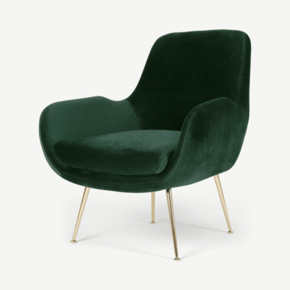 An Image of Moby Accent Armchair, Pine Green Velvet