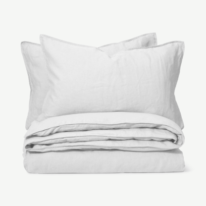 An Image of Brisa Linen Duvet Cover + 2 Pillowcases, King, White