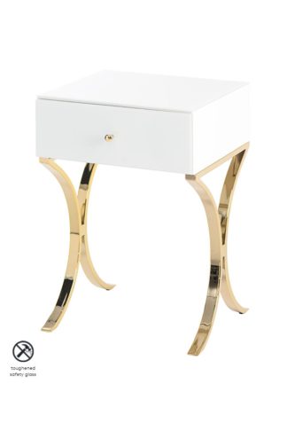 An Image of Aurelia White and Champagne Gold Bedside Table
