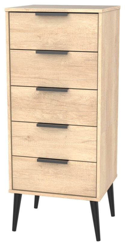 An Image of Bergen 5 Drawer Tallboy - Grey & White