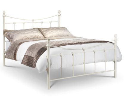 An Image of Rebecca Stone White Metal Bed Frame - 5ft King Size