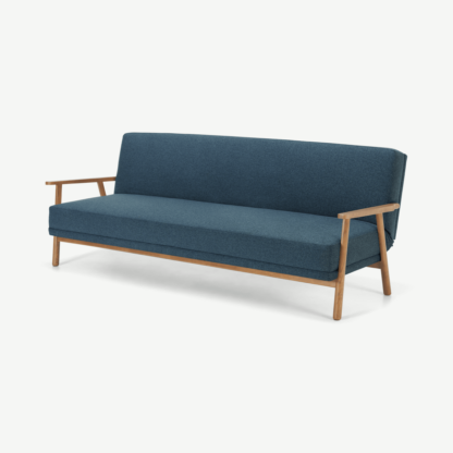 b33676b6bc22bbb3ad15beb51983f6a20057639c41f997d929b5a5e4c5efa682.png An Image of Lars Click Clack Sofa Bed, Orleans Blue and Oak Frame