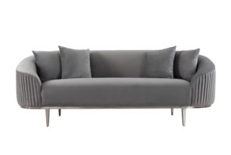 An Image of Ella Three Seat Sofa - Grey - Polished chrome base