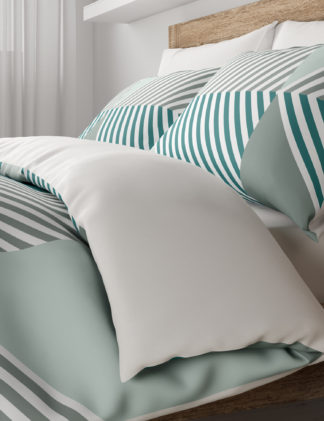 An Image of M&S Cotton Blend Geometric Bedding Set with Fitted Sheet