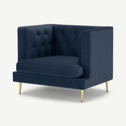 An Image of Goswell Armchair, Sapphire Blue Velvet