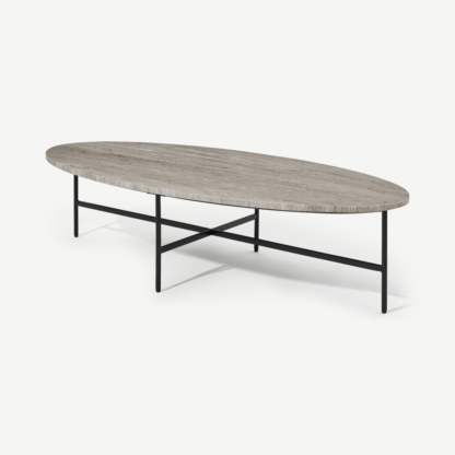 An Image of Tiziana Large Oval Coffee Table, Caramel Marble