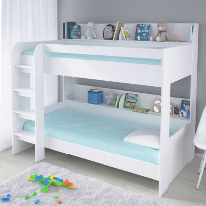 An Image of Aerial White Wooden Bunk Bed Frame - 3ft Single